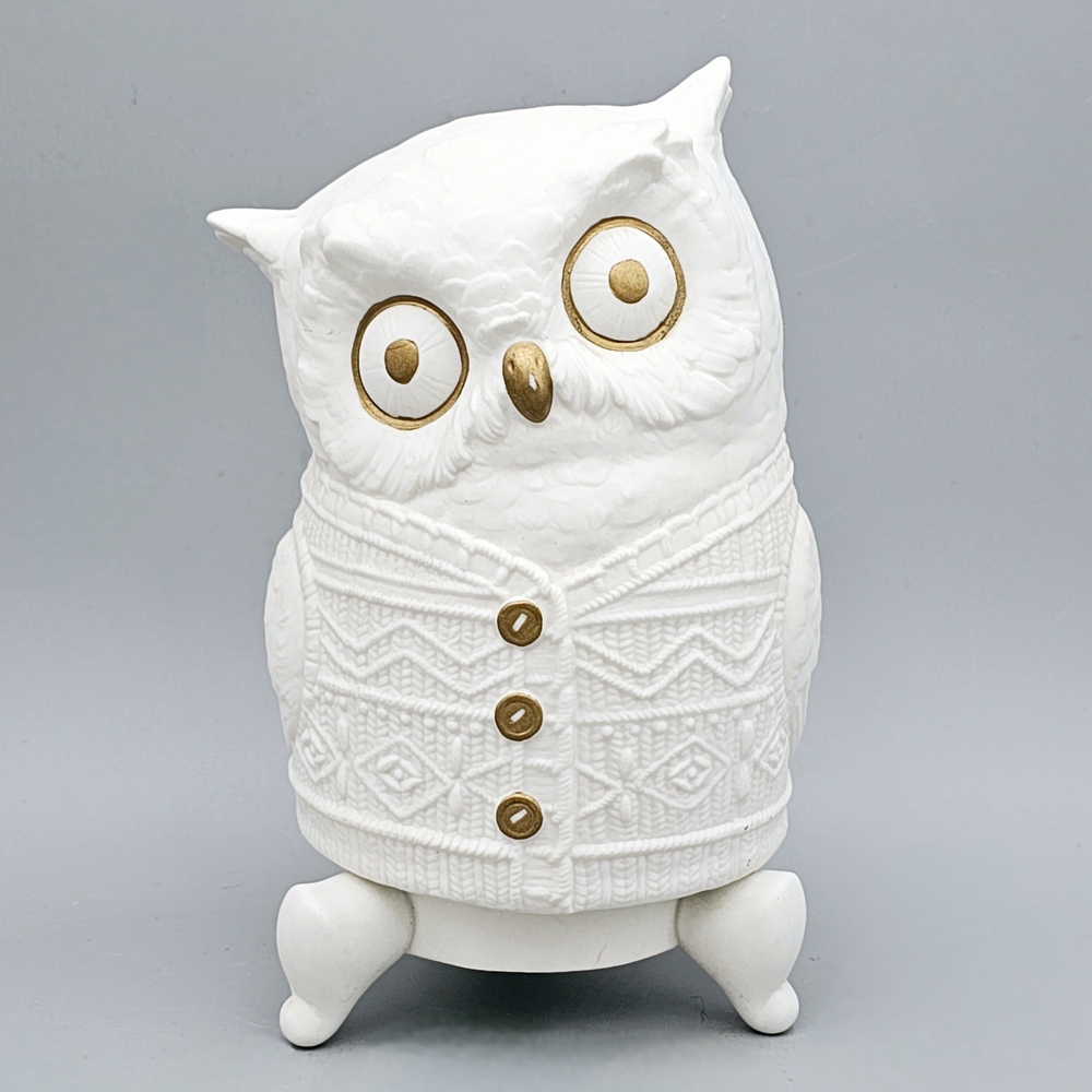 Anthropologie White and Gold Owl Candle Holder